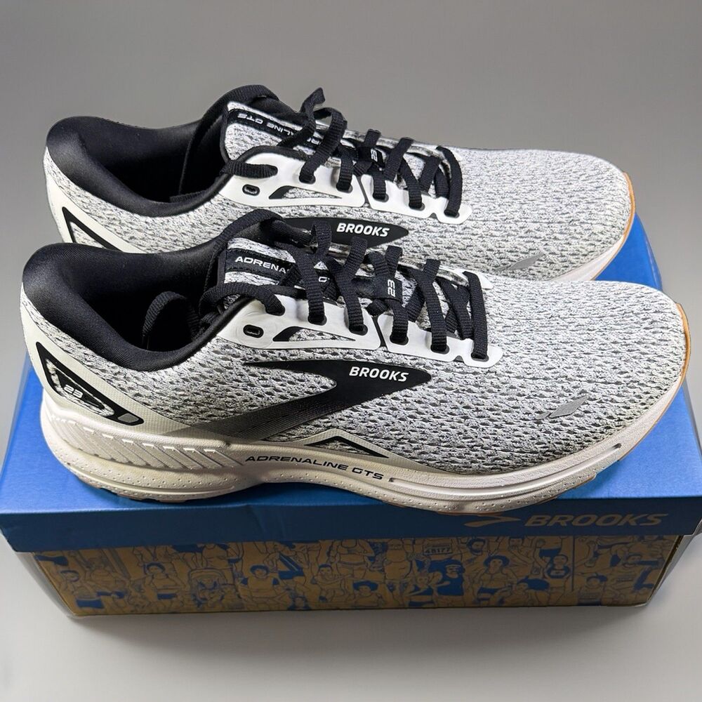Brooks Adrenaline GTS 23 Men's Size 12 White Black Running Shoes New In Box